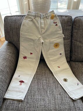 PacSun Cream High-Rise Embroidered Women’s Jeans